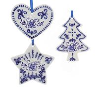 Kurt Adler 7.6cm Porc Delft Blue Heart/tree/star
