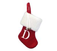 Kurt Adler 7" Red and White Monogram "D" Mini Christmas Stocking