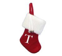 Kurt Adler 7" Red and White Monogram "T" Mini Christmas Stocking