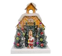 Kurt Adler 8.75" Battery Operated LED Lighted Gold Paper House Table Piece