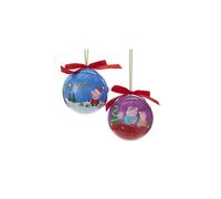 Kurt Adler 80 MM 2 Assorted Blue And Purple Peppa Pig Daddy And George Decoupage Christmas Ball Ornaments