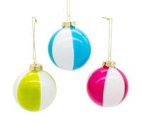 Kurt Adler 80MM Glass Beach Ball Ornaments 3-Piece Set
