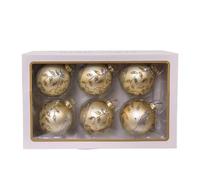 Kurt Adler 80MM Glass Gold Leaf Ball Ornament, 6-Piece Box