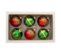 Kurt Adler 80MM Glass Red & Green Decorative Ball Ornaments, 6-Piece Box