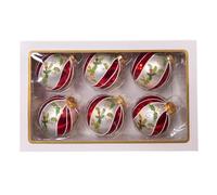 Kurt Adler 80MM Glass Red, White & Green Holly Berry Ball Ornament, 6-Piece Box
