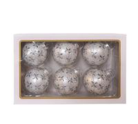 Kurt Adler 80MM Glass Silver Jeweled Ball Ornaments, 6-Piece Box