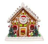 Kurt Adler 9 Inch Battery Operated Gingerbread House with Santa & Ribbon Candy Roof