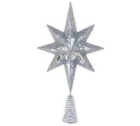 Kurt Adler Christmas Star Mini Tree Topper Star Burst 6.75 inch Silver