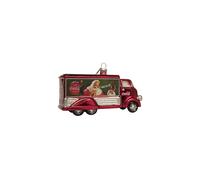 Kurt Adler Coca-Cola Glass Truck Ornament - 5-Inch, 3D Red & Silver Truck with Santa and Coke Is It Slogan