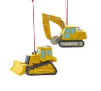 Kurt Adler Construction Vehicle Ornaments, Set of 2