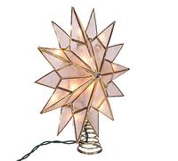 Kurt Adler Double Tip Capiz Star with Center Gem Tree Topper, White, Gold