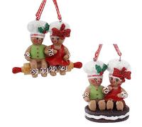 Kurt Adler Gingerbread Boy and Girl Ornaments (Rolling Pin & Cookie)