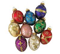 Kurt Adler Glass Decorative Egg Ornament, 45mm, Set of 9