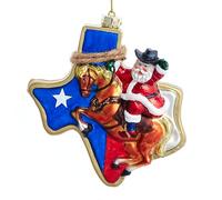 Kurt Adler Glass Texas Map Santa Ornament