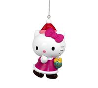 Kurt Adler Hello Kitty Christmas Ornament - 3.5" Sanrio Character in Pink Dress with Santa Hat and Gift, Holiday Tree Decoration