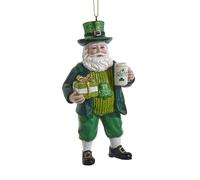 Kurt Adler Holding Mug Irish Santa Ornament, 4“