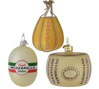 Kurt Adler Noble GEMS Glass Italian Cheese Ornament - 3 Assorted: PARMIGGIANO, PROVOLONE and MOZZERELLA