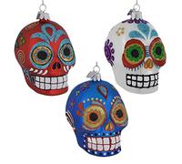 Kurt Adler Noble Gems Glass Sugar Skull Ornaments (set of 3 Assorted) by Kurt Adler