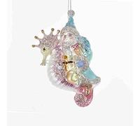 Kurt Adler Old World Santa Riding Pink Seahorse Christmas Holiday Ornament Glass