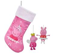 Kurt Adler Peppa Pig Christmas Ornaments and Stocking Set of 3 - 2 Peppa Ballerina Princess Holiday Tree Ornaments & Stocking - Officially Licensed - Gift for Kids