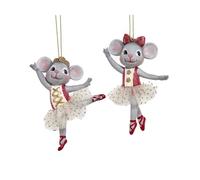 Kurt Adler Red Mouse Ballerina Ballet Ornaments 2 Assorted