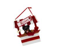 Kurt Adler Rottweiler Kissing Booth - 4 Inch Red/White Resin Christmas Tree Ornament for Personalization