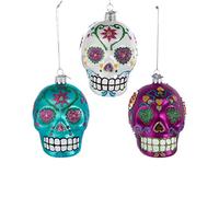Kurt Adler Set of 3 Skull Ornaments