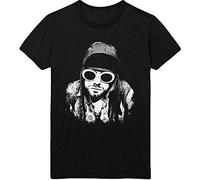 Kurt Cobain Nirvana Glasses Pose Official Tee T-Shirt Mens Unisex (Large) Black