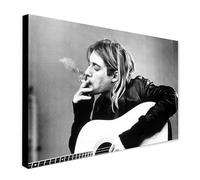 Kurt Cobain Smoking - Nirvana - Wrapped Framed Canvas Wall Art (A4 [12 x 8 inch / 30 x 20 cm])