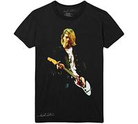 Kurt Cobain T Shirt Guitar Photo Colour Logo Official Unisex Black Size L
