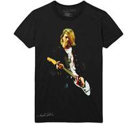 Kurt Cobain T Shirt Guitar Photo Colour Logo Official Unisex Black Size L