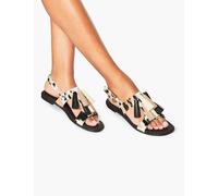 Kurt Geiger Leather Tassel Ankle Strap Flat Sandals Brown Mix