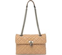 Kurt Geiger London Brixton Diamond Quilted Leather Pad Lock Shoulder Bag (Camel)