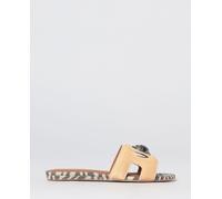 KURT GEIGER LONDON Eagle Animal Print Suede Mules with Rhinestone Logo - Size: 40 - female