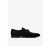 Kurt Geiger London Mens Kurt Geiger London Hugh Eagle-Embellished Quilted Velvet Loafers Black/Comb Eur 44 / 10 UK Men