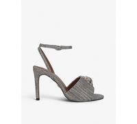 Kurt Geiger London Womens Beige Kensington Hounds Tooth Check Embellished Heeled Sandals Eur 40 / 7 Uk Women