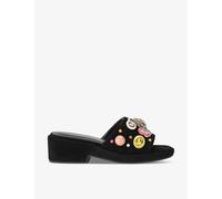 Kurt Geiger London Womens Black/comb-gem Platform-heel Leather Mules Eur 39 / 6 Uk Women