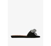 Kurt Geiger London Womens Black Kensington Bow-embellished Velvet Sandals Eur 39 / 6 Uk Women
