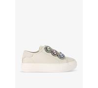 Kurt Geiger London Womens Bone Laney Octavia Crystal-embellished Leather Low-top Trainers Eur 37 / 4 Uk Women