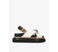 Kurt Geiger London Womens Bone Orson Cross-strap Flat Leather Sandals Eur 41 / 8 Uk Women