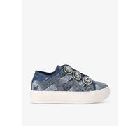 Kurt Geiger London Womens Denim Laney Octavia Crystal-embellished Woven Low-top Trainers Eur 40 / 7 Uk Women