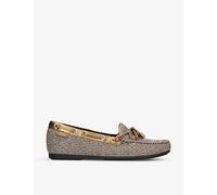 Kurt Geiger London Womens Kurt Geiger London Eagle Bow-Embellished Houndstooth Woven Moccasins Beige Eur 36 / 3 UK Women