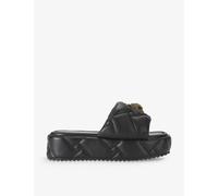 Kurt Geiger London Womens Kurt Geiger London Kensington Eagle-Embellished Leather Flatform Sandals Black Eur 38/5 UK Women