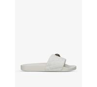 Kurt Geiger London Womens Kurt Geiger London Meena Eagle Embellished Quilted Rubber Sliders Bone Eur 40 / 7 UK Women