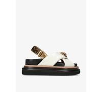 Kurt Geiger London Womens Kurt Geiger London Orson Cross-Strap Flat Leather Sandals Bone Eur 40 / 7 UK Women
