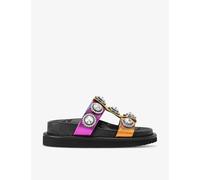 Kurt Geiger London Womens Mult/other Orson Crystal-embellished Flat Leather Sandals Eur 38/5 Uk Women