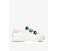 Kurt Geiger London Womens White Laney Octavia Crystal-embellished Low-top Leather Trainers Eur 39 / 6 Uk Women