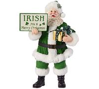 Kurt S. Adler 10.5-Inch Fabriché Musical Irish Gift Box and Sign Santa, multi