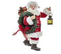 Kurt S. Adler 10.5-Inch Fabriché Santa with Wreath and Lantern