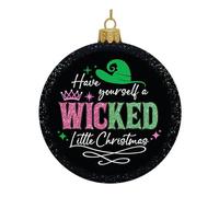 Kurt S. Adler 100MM Glass Have Yourself A Wicked Little Christmas Disc Ornament